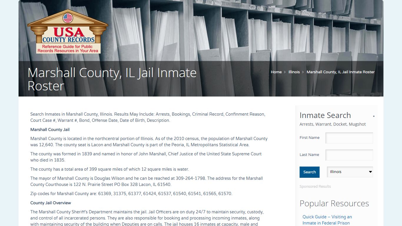 Marshall County, IL Jail Inmate Roster | Name Search